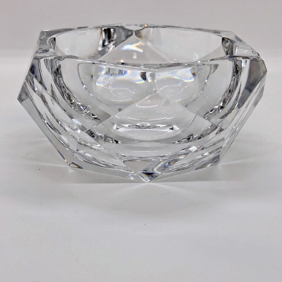 Val St Lambert Crystal Ashtray Diamond Cut Faceted - Picture 4 of 11